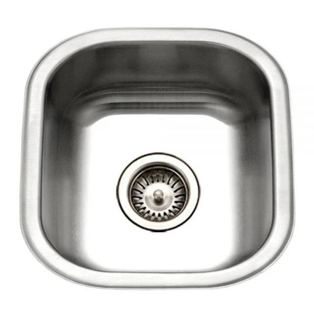 Houzer Club Series 17" Stainless Steel Square Undermount Mono Bowl Bar/Prep Sink, includes Strainer