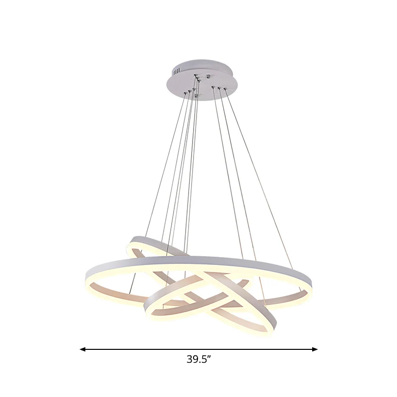 Lampadario goccia per ristorante 3 anelli piccolo/grande, lampadario LED minimalista acrilico bianco