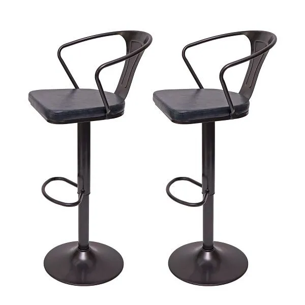 Mendler set di 2 sgabelli da bar HWC-H10b altezza regolabile braccioli sgabello da bar sgabello industriale girevole d'epo...