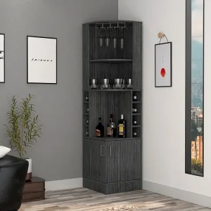Mobile bar angolare Syrah, con portabicchieri 180,6 cm L X 46,9 cm H X 46,9 cm P Rovere grigio