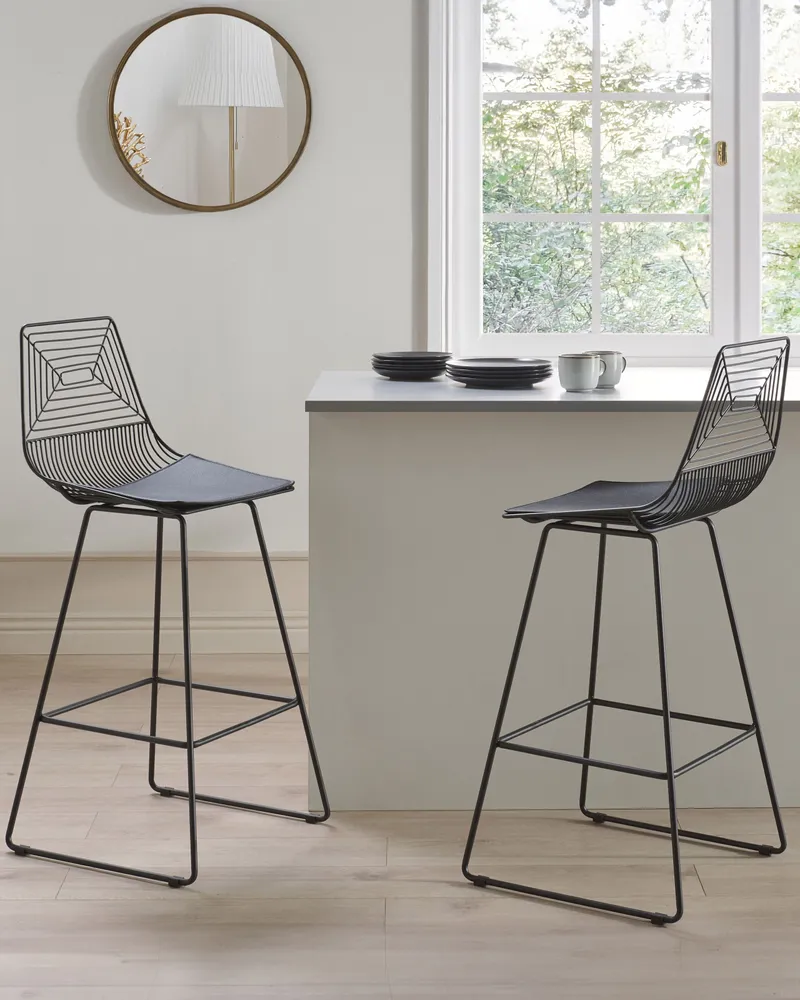 Bar Chair Set 2 Acciaio Black BISBEE