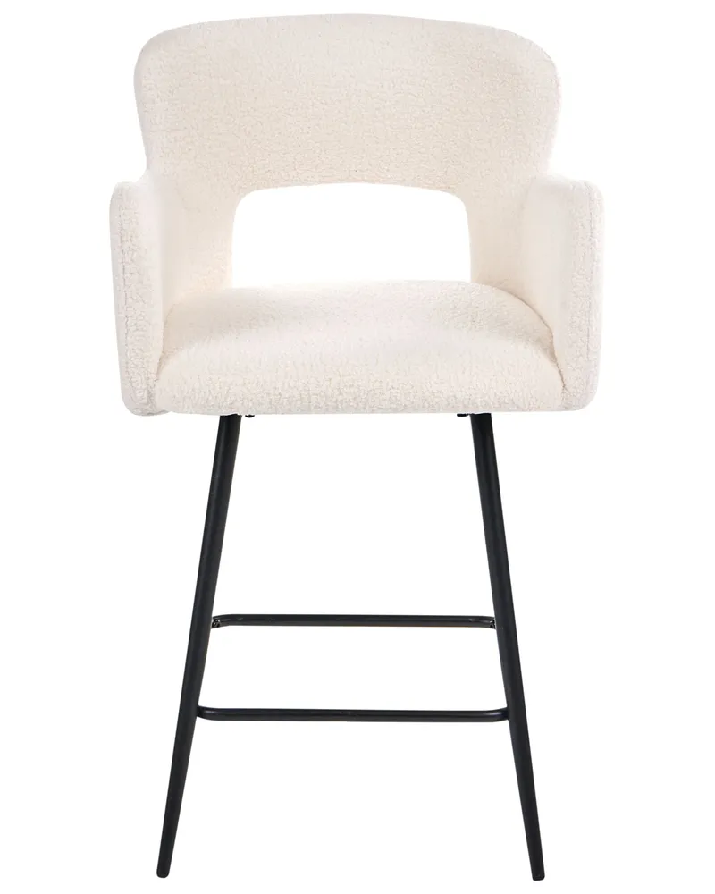 Bar Chair Set 2 Boucle Cream SANILAC