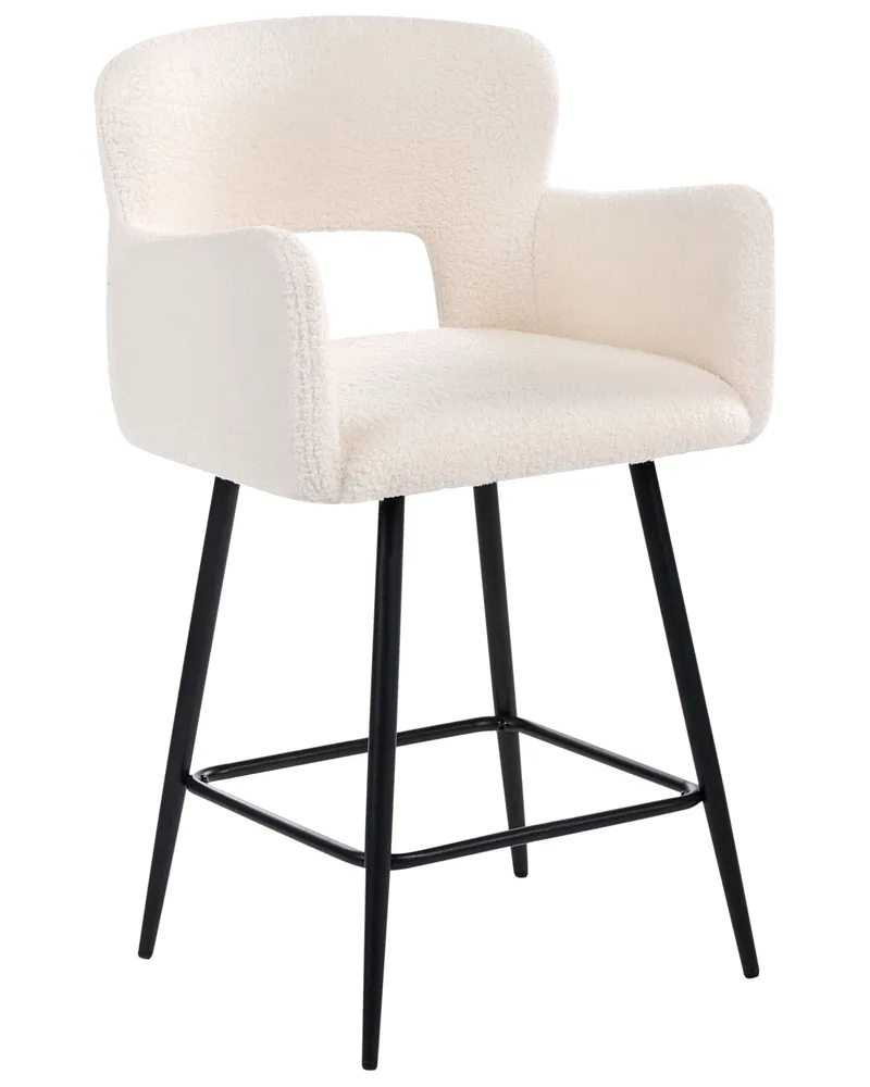 Bar Chair Set 2 Boucle Cream SANILAC