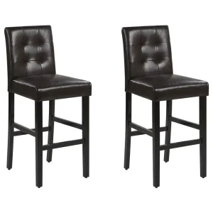 Bar Chair Set 2 Faux Finta pelle Brown MADISON