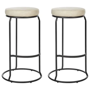 Bar Chair Set 2 Faux Pelle genuina Light Beige MILROY
