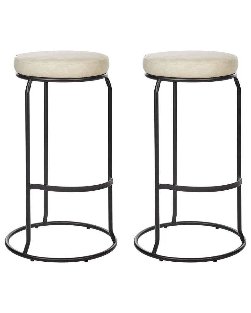 Bar Chair Set 2 Faux Pelle genuina Light Beige MILROY