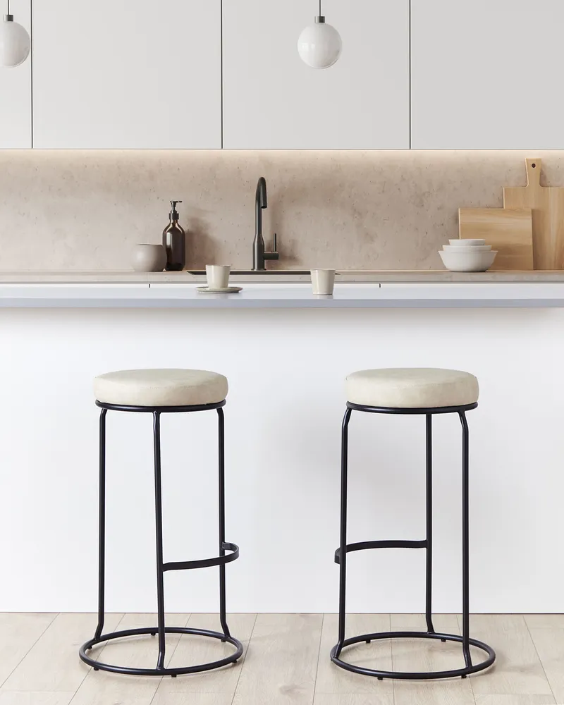Bar Chair Set 2 Faux Pelle genuina Light Beige MILROY