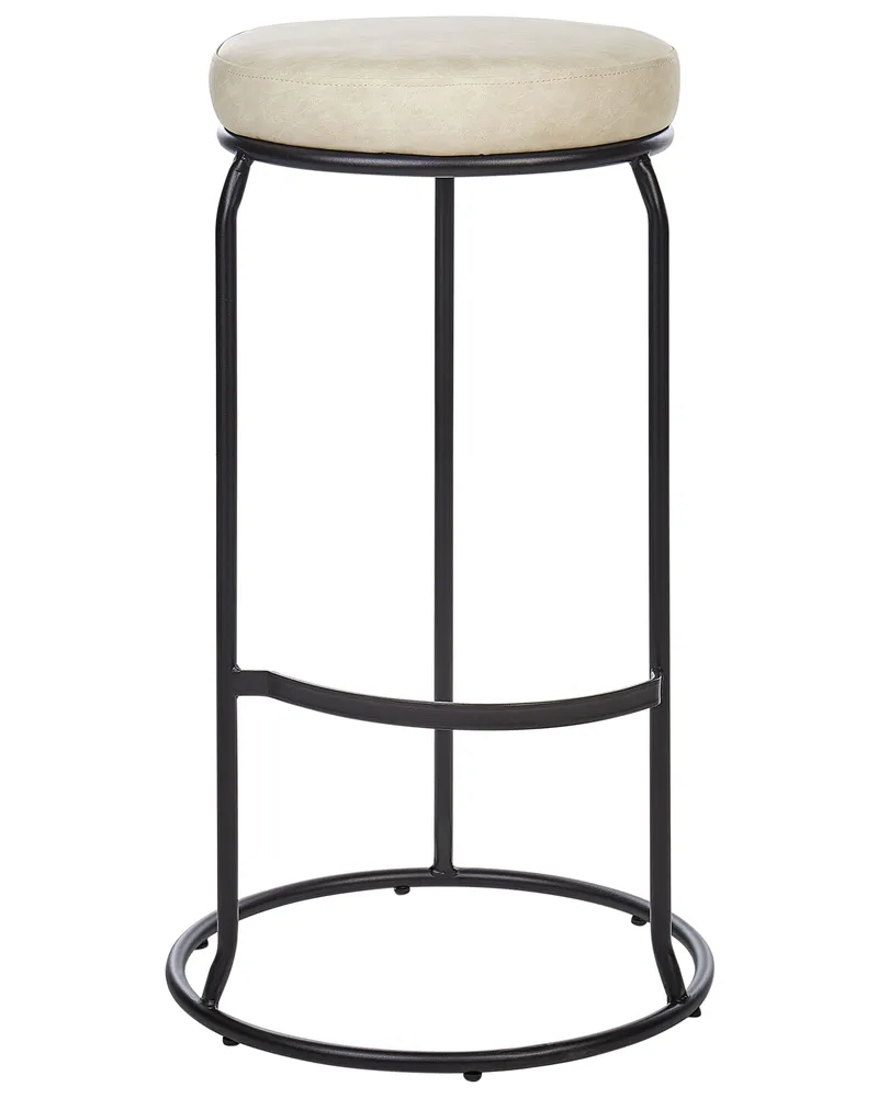 Bar Chair Set 2 Faux Pelle genuina Light Beige MILROY