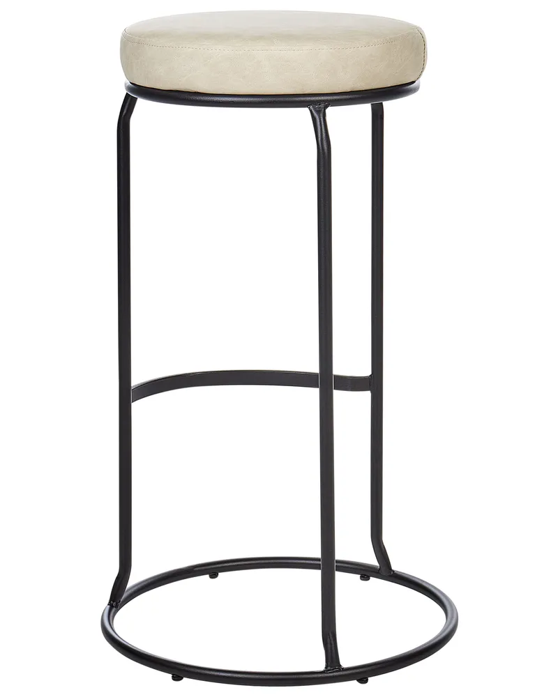 Bar Chair Set 2 Faux Pelle genuina Light Beige MILROY