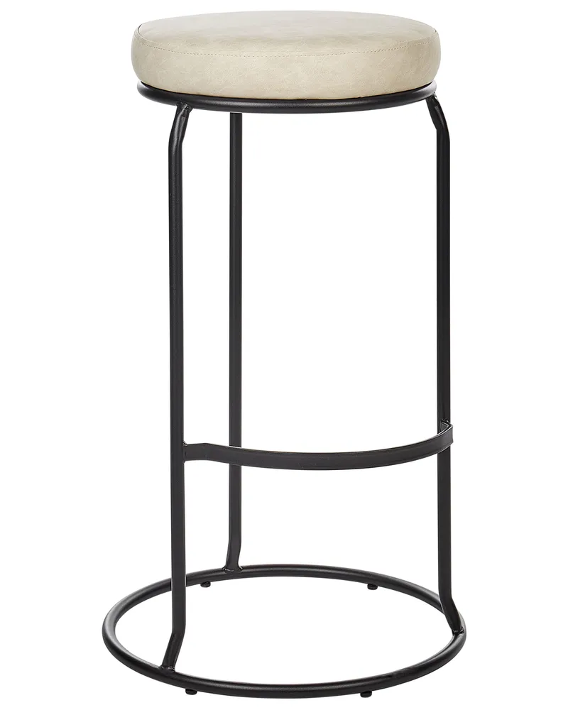 Bar Chair Set 2 Faux Pelle genuina Light Beige MILROY