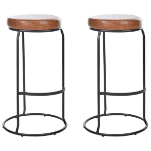 Bar Chair Set 2 Faux Pelle pregiata Brown MILROY