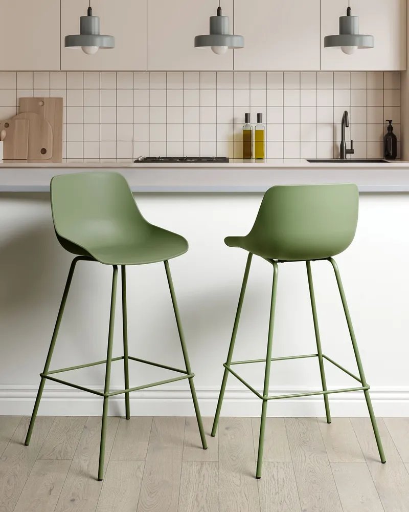 Bar Chair Set 2 Green EMMET