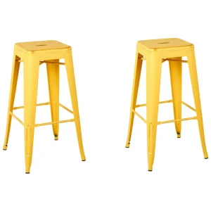 Bar Chair Set 2 Metal Giallo sole CABRILLO