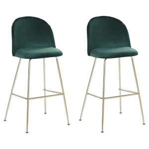 Bar Chair Set 2 Vellutato Emerald Green ARCOLA
