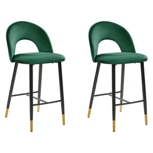 Bar Chair Set 2 velluto Emerald Green FALTON