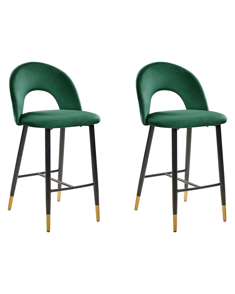 Bar Chair Set 2 velluto Emerald Green FALTON
