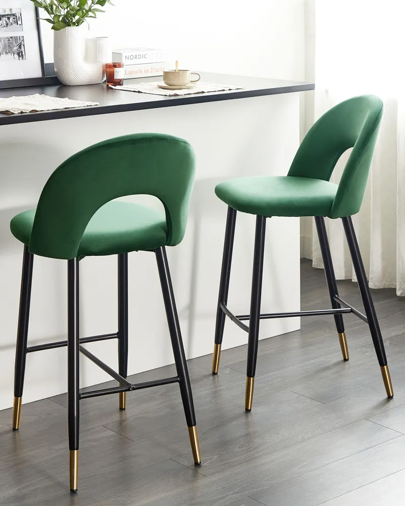 Bar Chair Set 2 velluto Emerald Green FALTON