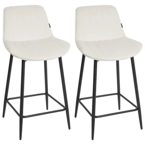 Bar Chair Set 2 Velvet Light Panna DUBROVNIK