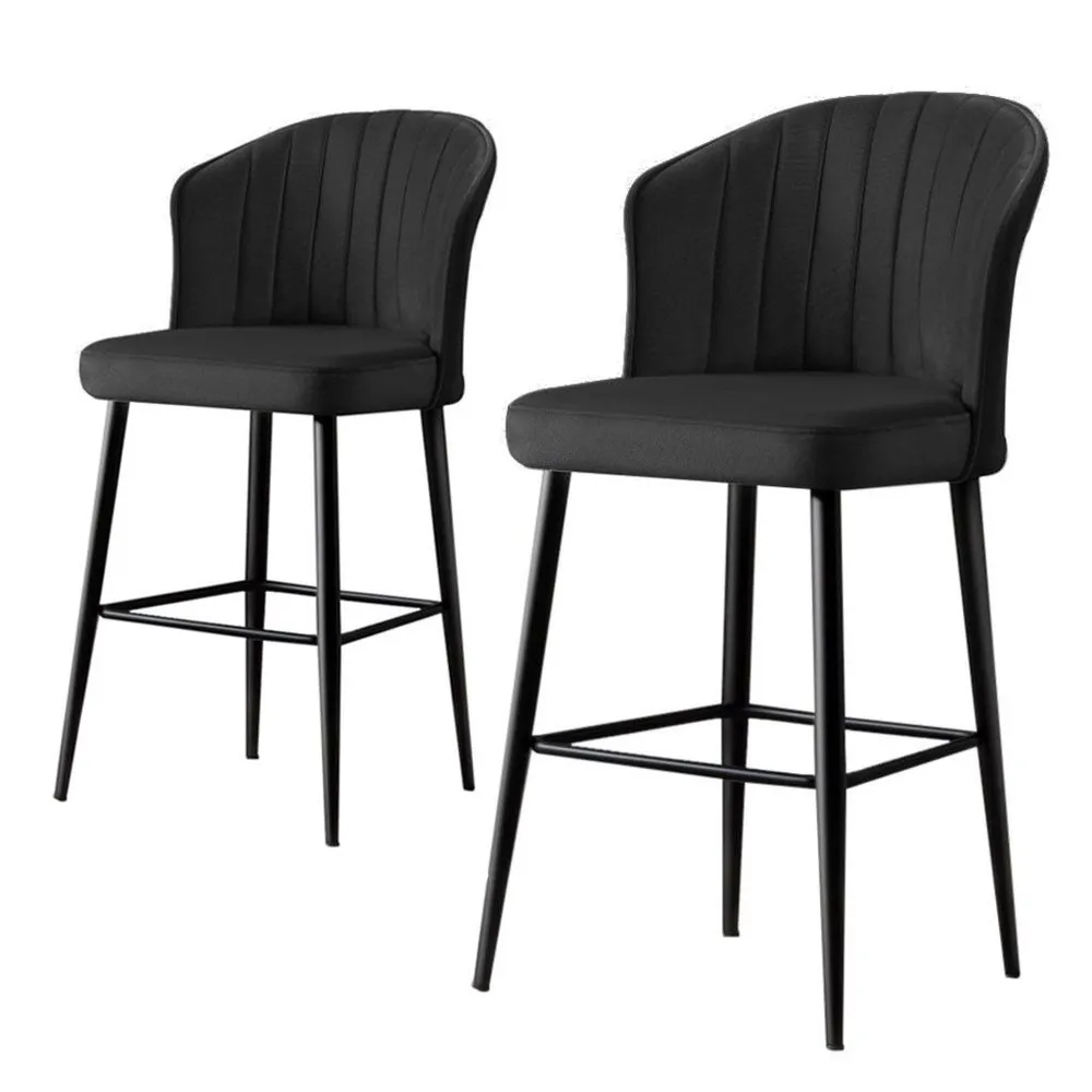 Set di 2 sedie da bar Iria velluto nero e metallo