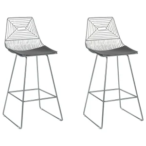 Sgabello da bar Set di 2 Metallo Argento BISBEE