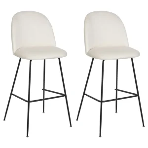 Sgabello da bar Set di 2 Velluto Bianco infangato ARCOLA