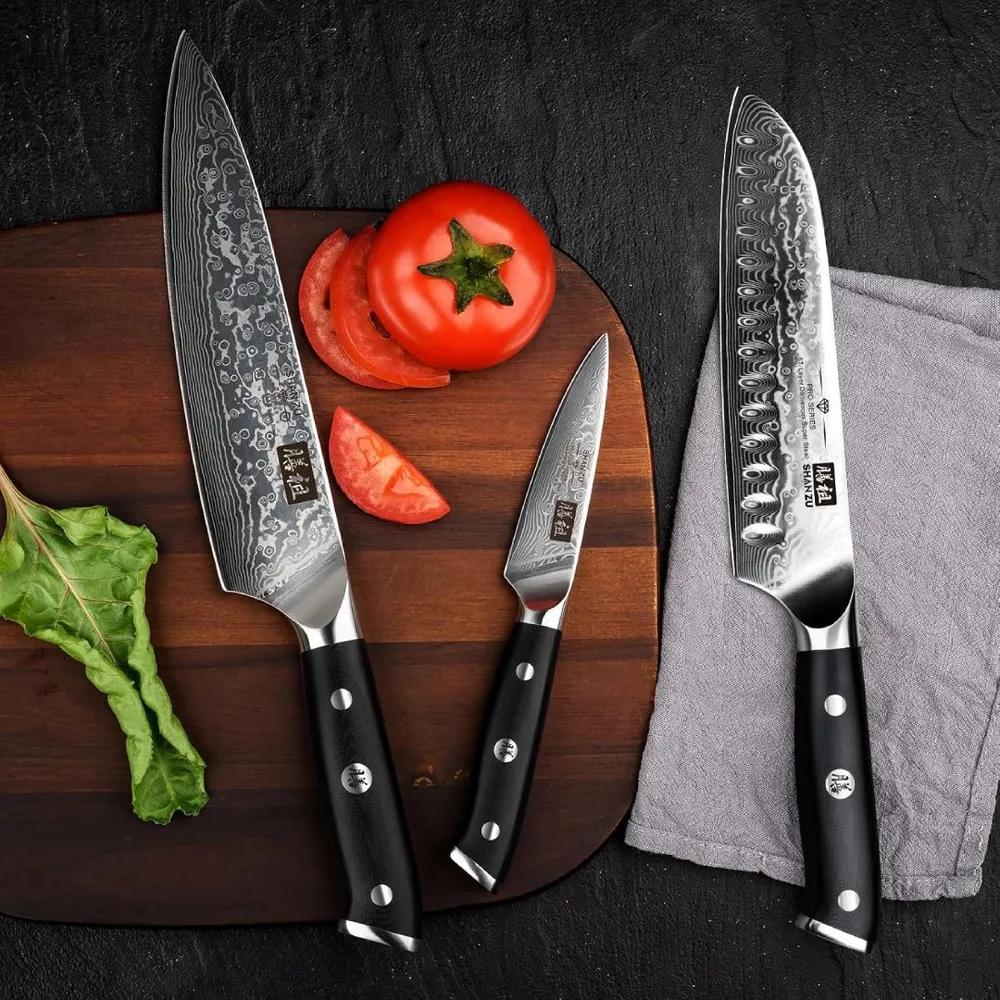 SHAN ZU Pro Series – 4-piece Damascus Set + Massello Magnetic Bar