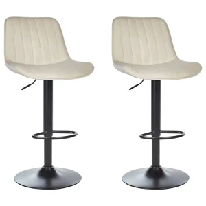 Swivel Stool Swivel Set 2 Velvet Light Beige DUBROVNIK