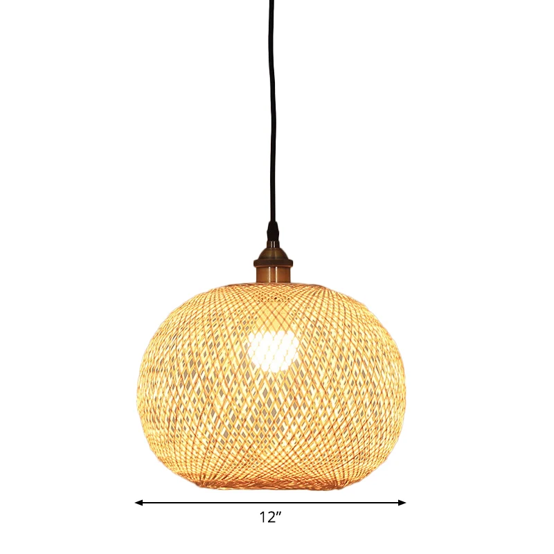 Lampada sospensione per sala da pranzo da 12"/14"/21,5" W 1 lampadina Lampada sospensione nocciola asiatica con paralume b...