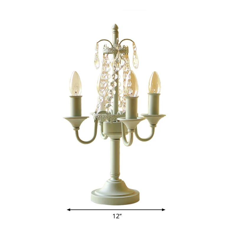 Lampada da tavolo candela per soggiorno con lampada da tavolo stile convenzionale metallo con perline di cristallo traspar...