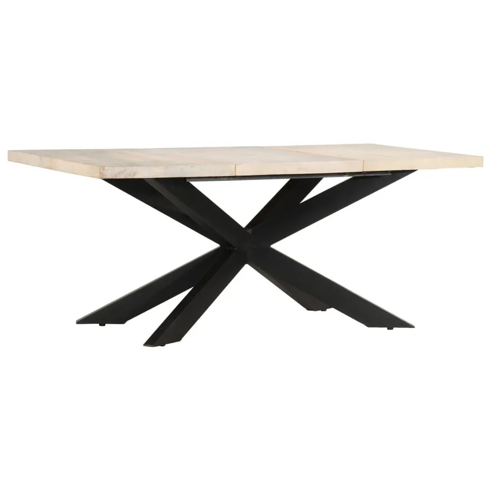 Portabottiglie Elegante Tavolo da Pranzo 180x90x76 cm Massello di Mango Sbiancato