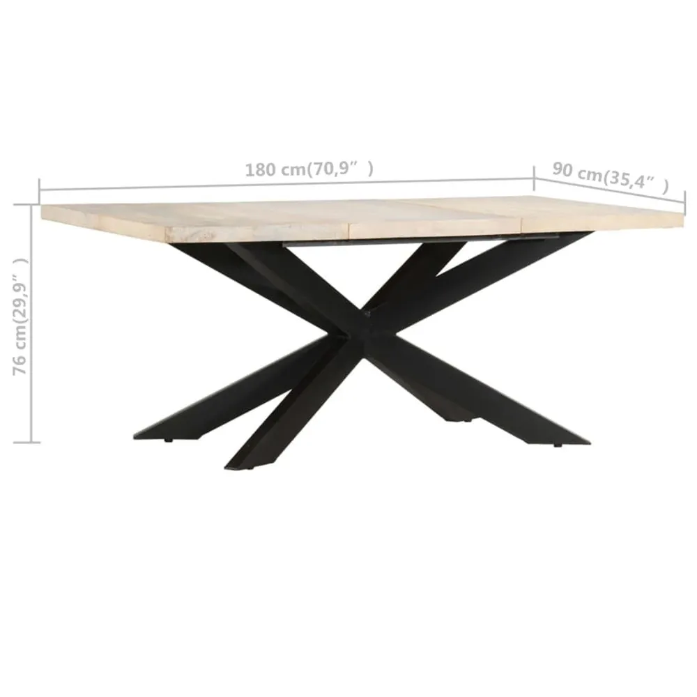 Portabottiglie Elegante Tavolo da Pranzo 180x90x76 cm Massello di Mango Sbiancato