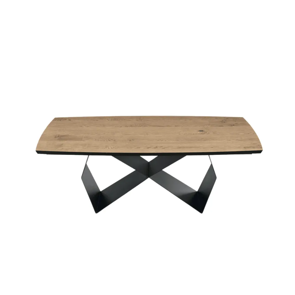 Tavolo allungabile da pranzo "Reina" con base metallo e piano rovere cm 200/300x100 75h per Famiglie