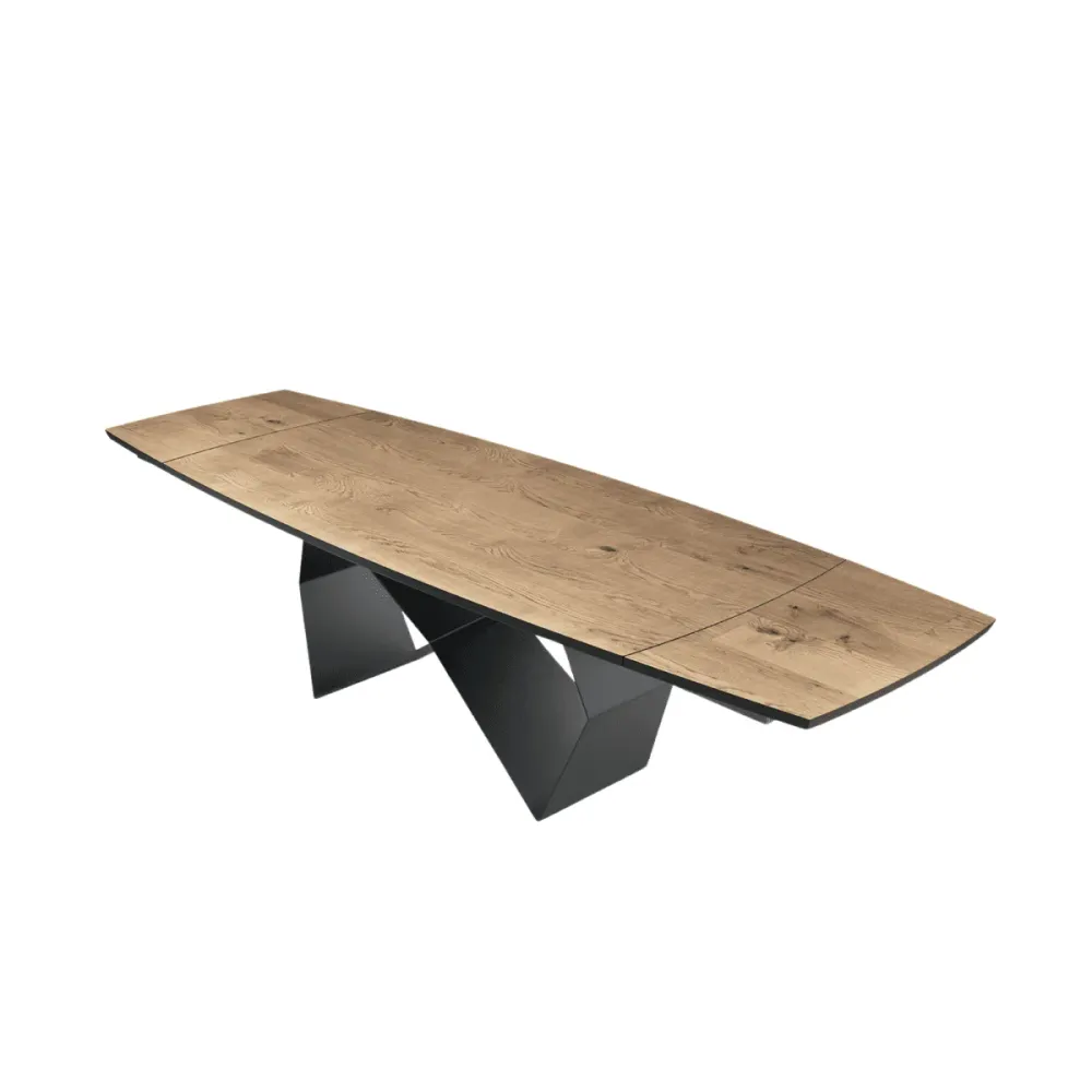 Tavolo allungabile da pranzo "Reina" con base metallo e piano rovere cm 200/300x100 75h per Famiglie