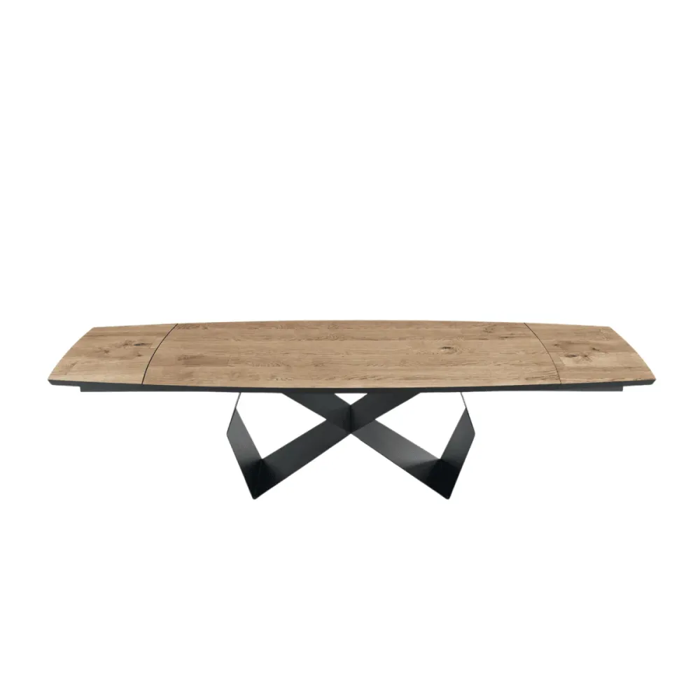 Tavolo allungabile da pranzo "Reina" con base metallo e piano rovere cm 200/300x100 75h per Famiglie