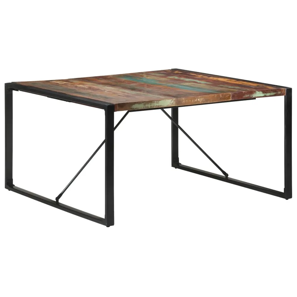 Tavolo da Pranzo 140x140x75 cm Legno Massello di Recupero con 12 Pezzi