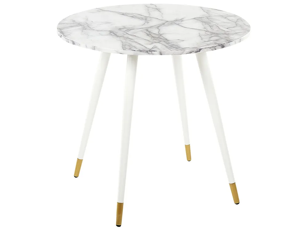 Tavolo da pranzo bianco e oro ⌀ 80 cm GUTIERE per Ospiti