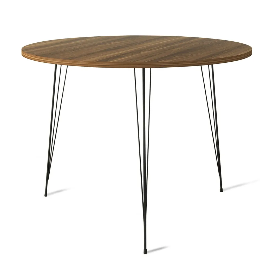 Tovaglia Festiva Tavolo rotondo Gillson D90cm metallo nero e legno fosco