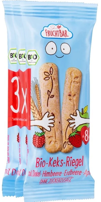 Biscotti di farro e grano lampone, fragola, mela più di 8 mesi 3x BIO 30 g FRUCHTBAR
