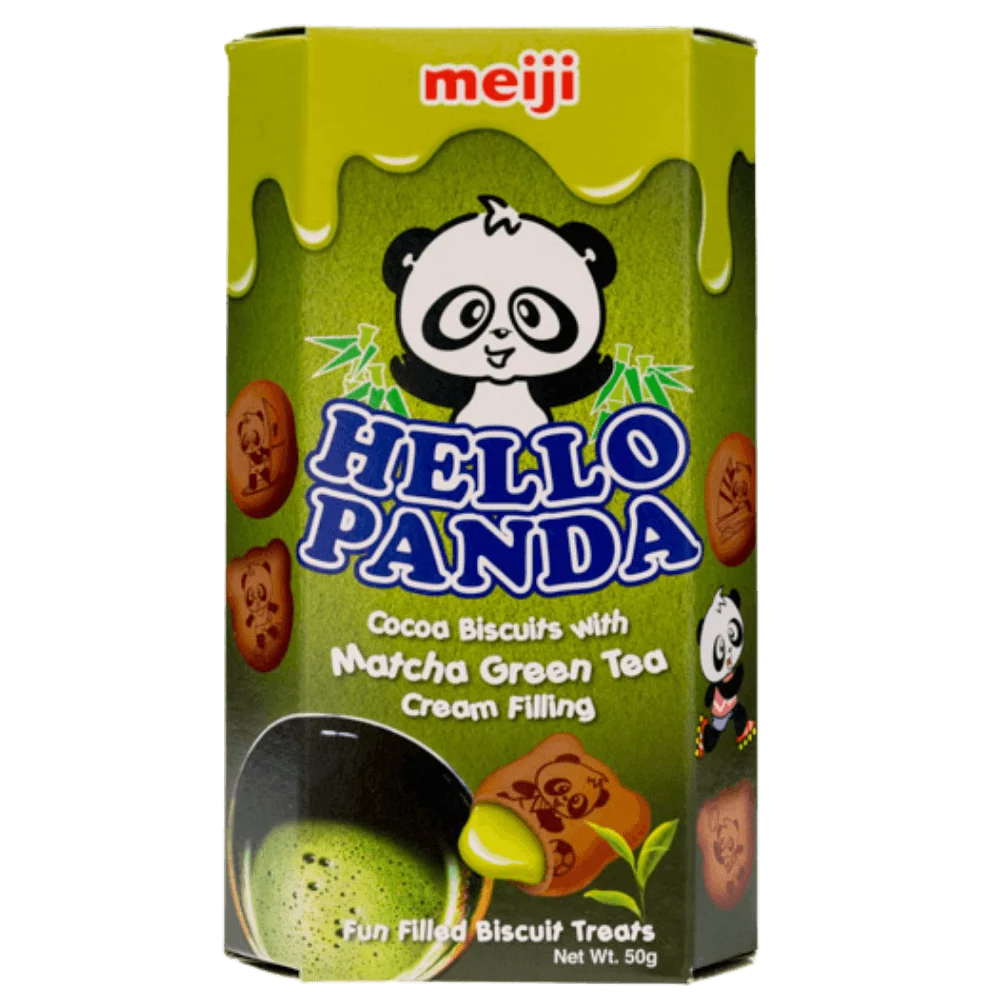 Hello Panda Matcha, biscotti forma di panda con crema al tè matcha da 50g