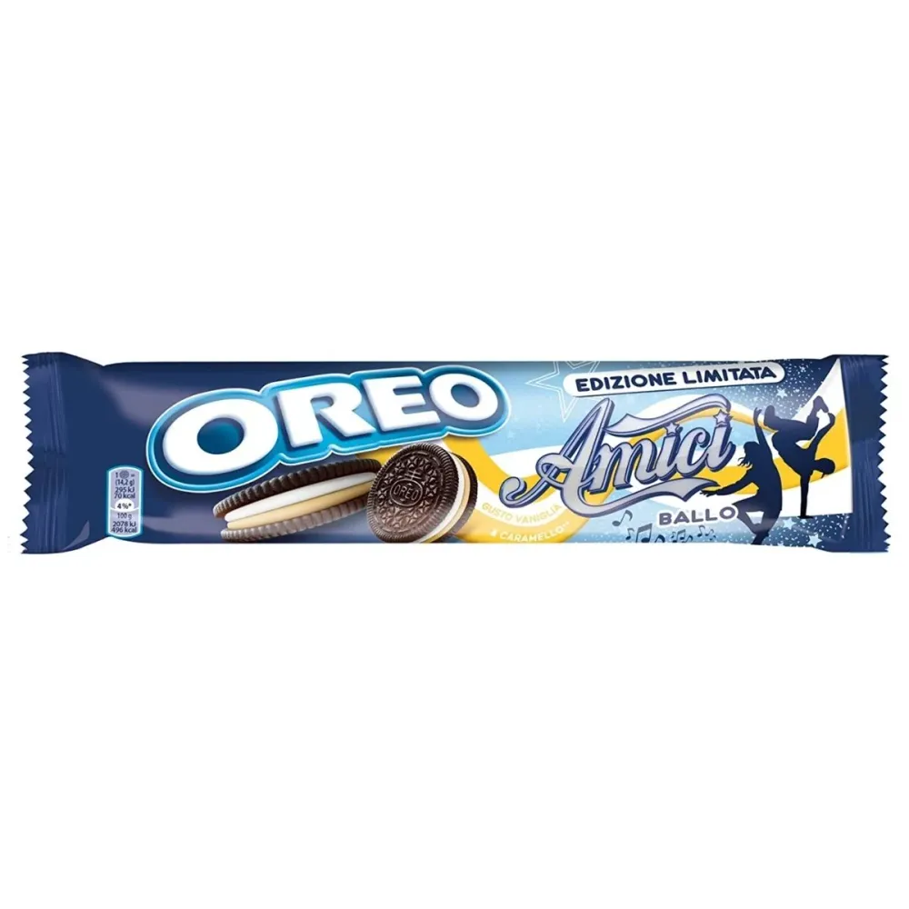 Oreo Amici Limited Edition Vaniglia e Caramello, biscotti con crema al gusto di vaniglia e caramello da 157g