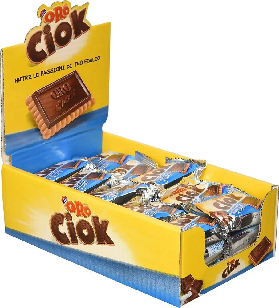 Oro Ciok 20x Biscotti Oro Ciok Cioccolato Al Latte Monoporzione Con Due Biscotti 50 Gr Snack Merendina Monoporzione Confez...