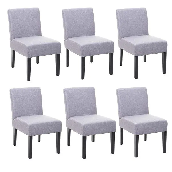 Mendler Set di 6 sedie da pranzo HWC-F61 sedia lounge chair tessuto/tessuto grigio 3x70173