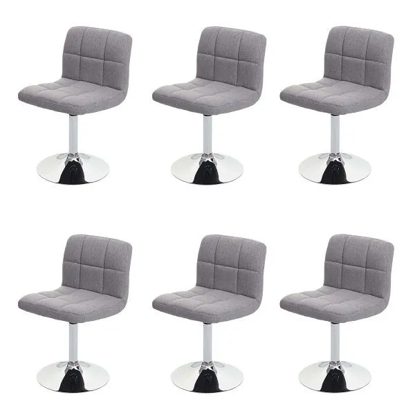 Mendler set di 6 sedie da pranzo Kavala sedia da cucina tessuto/tessile cromo girevole grigio distinto 3x74175