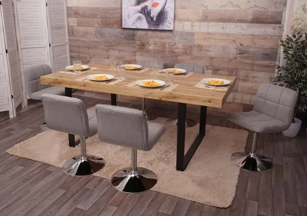 Mendler set di 6 sedie da pranzo Kavala sedia da cucina tessuto/tessile cromo girevole grigio distinto 3x74175