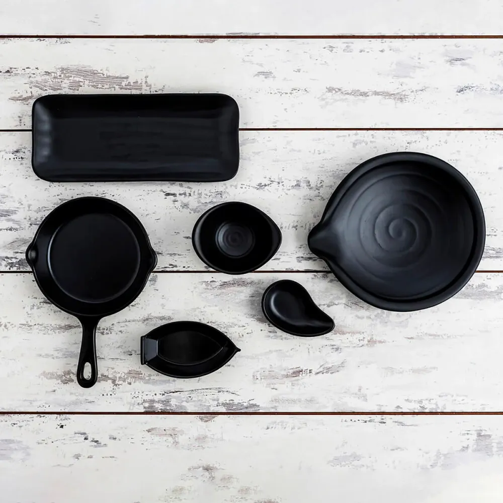 Padella per Servire Aperitivi Quid 'bordo Nero Plastica (12 Unità) (Pack 12 x)