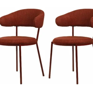 Sedie Rebecca Mobili Talong 80,5x47,5x57,5 Tessuto Poliestere Acciaio Rosso Attuale SET 2 pezzi