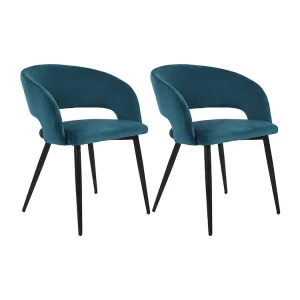 Sedie Titoki 76x55,5x58 Velluto Metallo Verde Petrolio Nero Innovativo SET 2 pezzi Parzialmente Montato
