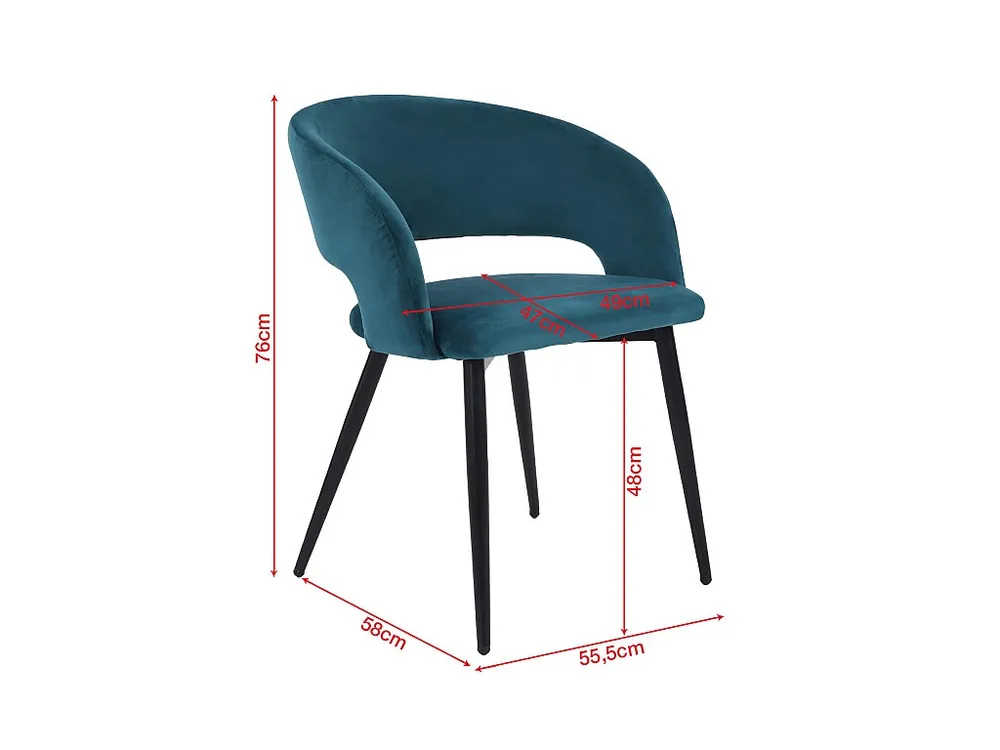 Sedie Titoki 76x55,5x58 Velluto Metallo Verde Petrolio Nero Innovativo SET 2 pezzi Parzialmente Montato