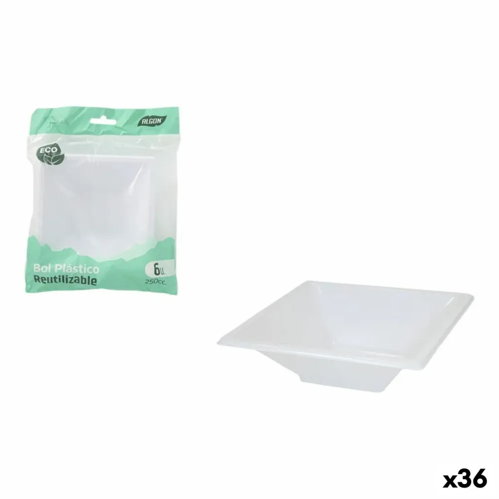 Set da Aperitivo Algon Plastica 250 ml 12 x 12 x 2 cm 6 Pezzi (36 Unità)