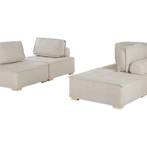Set di divani 4 posti poliestere crema TIBRO